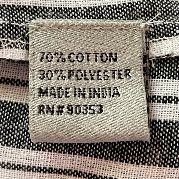 J Gee Gray White Striped Short Sleeve Shirt Dress LARGE Coastal Preppy Travel - Picture 8 of 9